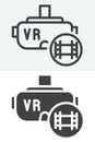 VR cinematography icon set in line and solid style Royalty Free Stock Photo