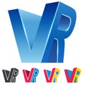 VR Combined Letters Virtual Reality Blue 3D Sign