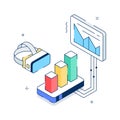 A clean isometric illustration of vr data flow visualization Royalty Free Stock Photo