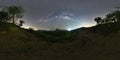 VR360 degree The Milky Way over the mountain in sea - Samed Nang Nee, Phang Nga Province, Thailand