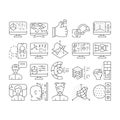 Vr Designer Occupation Collection Icons Set Vector