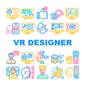 Vr Designer Occupation Collection Icons Set Vector