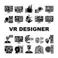 Vr Designer Occupation Collection Icons Set Vector