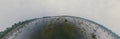 Lake with old trees sticking out of the water. 360 VR panorama drone shot. Cambodia near ancient Angkor Wat Temple Ruin Royalty Free Stock Photo