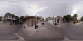 360 vr equirectangular image of historic architecture New Orleans French Quarter Royalty Free Stock Photo