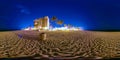 360 spherical image beach at night