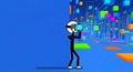 VR Experience: A Stick Figure in Virtual Reality Royalty Free Stock Photo