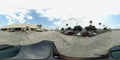 360vr footage Driving past loading docks industrial distribution warehouses