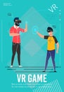 VR Game Invitation Poster with Cartoon Gamers