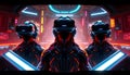 VR gamers futuristic setup, virtual reality and gaming, Stock Photo, Generative AI