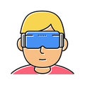 vr games geek color icon vector illustration