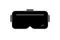 VR glasses black vector icon. VR headset icon. Virtual reality 360 icon, isolated on white background. Virtual reality glasses box