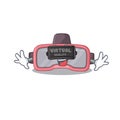 VR glasses cartoon image play a game with Virtual Reality headset Royalty Free Stock Photo