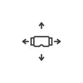 Vr glasses with four direction arrows outline icon