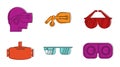 Vr glasses icon set, color outline style Royalty Free Stock Photo