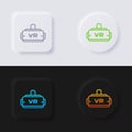 VR Glasses Icon set, Multicolor neumorphism button soft UI Design.