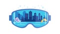 VR goggles displaying cityscape, virtual reality urban experience, vector design Generative AI Royalty Free Stock Photo