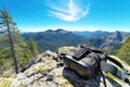 vr goggles showing a simulated hike on a mountain trail