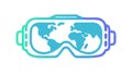VR Goggles World Map: Global Virtual Experience Connectivity. Future Tech. vector design Generative AI Royalty Free Stock Photo