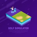 VR Golf Simulator Isometric Composition