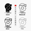 VR, googles, headset, reality, virtual Icon in Thin, Regular, Bold Line and Glyph Style. Vector illustration