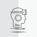 VR, googles, headset, reality, virtual Line Icon on Transparent Background. Black Icon Vector Illustration