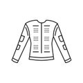 VR haptic suit black line icon. Virtual reality experience. Pictogram for web page, mobile app, promo. UI UX GUI design element.