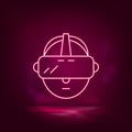 Vr, hat, man neon icon - vector. Artificial intelligence.