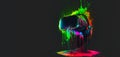 VR Headset banner, paint splash background, virtual reality helmet, Generative AI