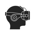 VR Headset black glyph icon. Virtual reality experience. Innovative digital device. Pictogram for web page, mobile app, promo. UI