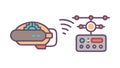 VR Headset with Drone Control, Immersive Tech Integration, vector design Generative AI Royalty Free Stock Photo