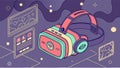 VR headset headphones, virtual reality tech, immersive digital experience vector design Generative AI