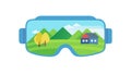 VR Headset with Idyllic Landscape, Virtual Reality Escape vector design Generative AI Royalty Free Stock Photo