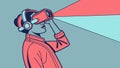 VR headset user vector, virtual reality in vector art design vector design Generative AI