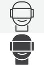 VR headset vector icon set in line and solid different style Royalty Free Stock Photo