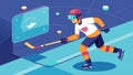 A VR hockey training module that utilizes motion tracking to improve players stickhandling abilities and reaction time