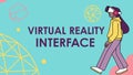 VR interface user illustration, virtual reality technology and UI vector design Generative AI