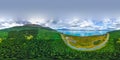 360 VR Panorama Amazing scenic windy road with mountains and glacier lake, aerial view. MT Cook State Highway 80, New Zealand Royalty Free Stock Photo