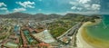 360 VR Patong City and Beach life with cars and boats in Thailand Phuket Island Drone flight panorama Royalty Free Stock Photo
