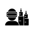 VR for project planning black glyph icon