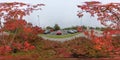 360 VR - Red Autumn Leaves, Beautiful Plants in a City, Fall Scene