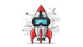 VR Rocket Launch Virtual Reality Spaceship Illustration Royalty Free Stock Photo