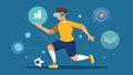 A VR simulation of a sports game incorporating tips for preventing common injuries and improving performance through Royalty Free Stock Photo