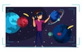 VR space exploration flat vector illustration Royalty Free Stock Photo