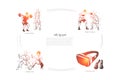 VR sports - home gym, sport games, martial arts, vr equipment vector concept set