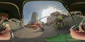 360VR of tourist in cyclo taxi in Phnom Penh Cambodia