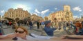 360VR Tourists at Astronomical Clock in Old Town Prague Czech Republic