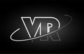 VR V R letter alphabet logo black white icon design