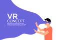 VR vector reality illustration. Virtual reality vector flat concept