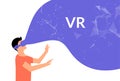 VR vector reality illustration. Virtual reality vector flat concept